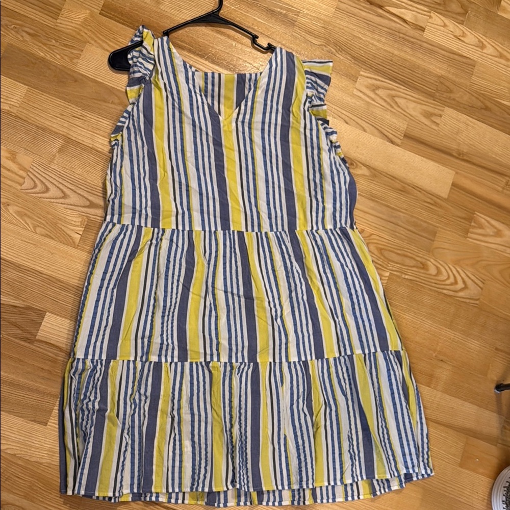 LOFT Yellow and Blue Sleeveless Sundress